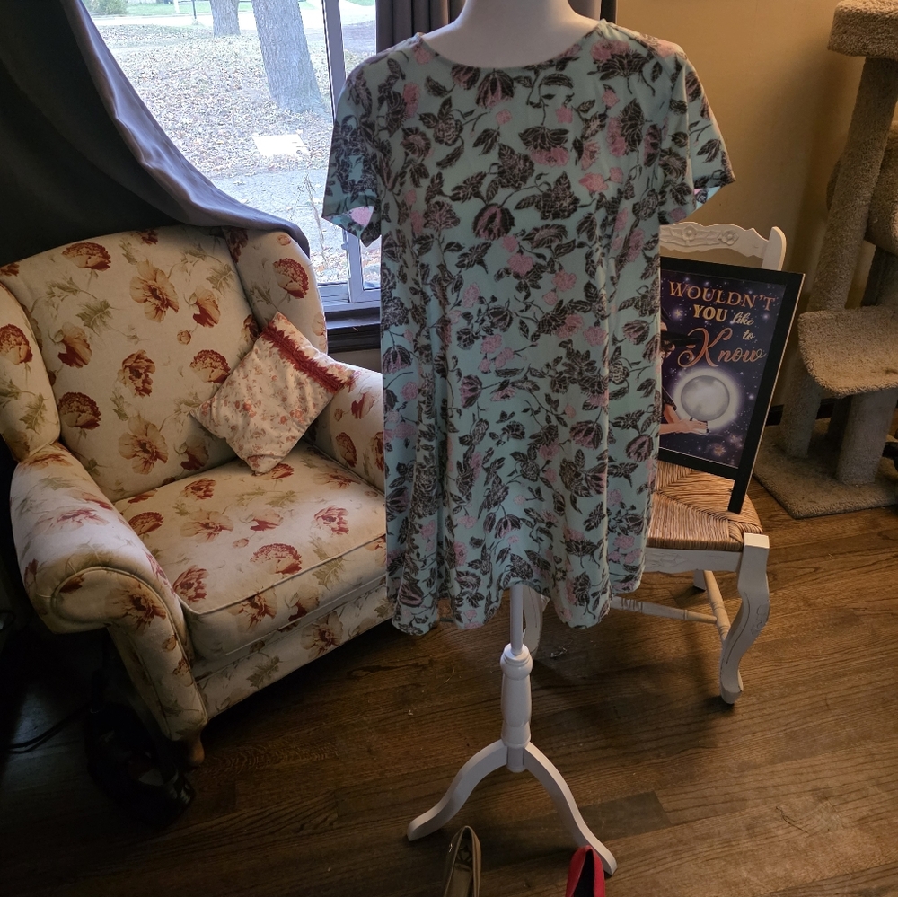 1960s MOD STYLE Lush Floral Mini Dress in Blue and Pink